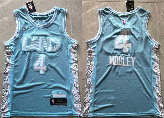 Men%27s Cleveland Cavaliers #4 Evan Mobley Light Blue 2024 City Edition Stitched Jersey